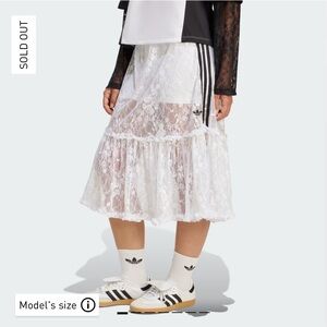 Adidas Lace Midi Skirt in White